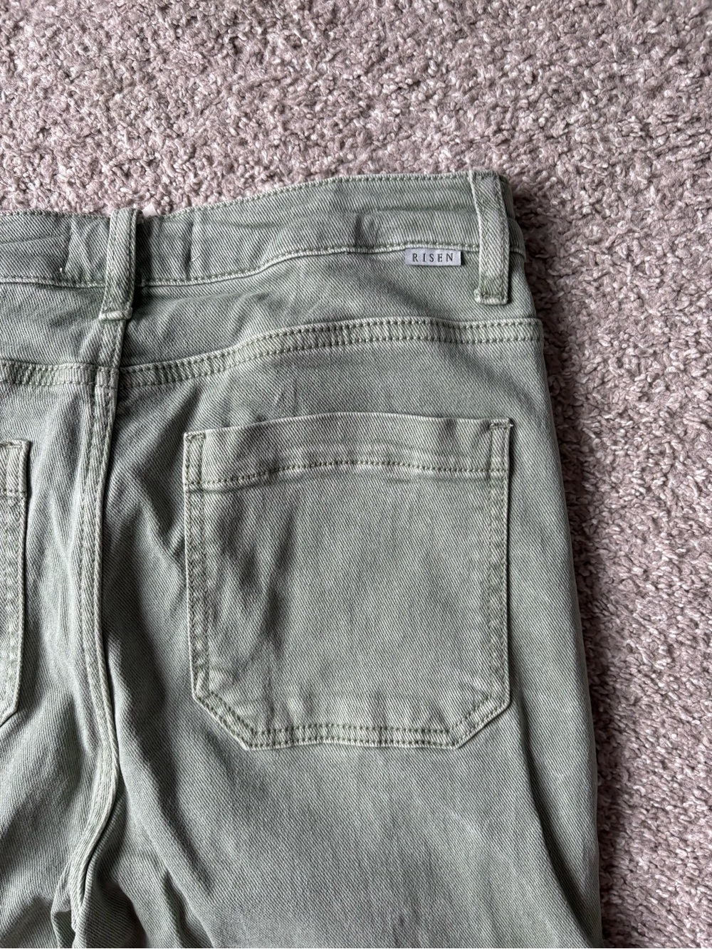 Women’s Risen Jeans Green Cargo Flared Pants - Picture 4 of 6